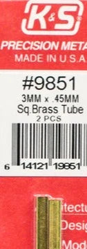 K&S 9851 SQUARE BRASS TUBE 300MM LENGTHS