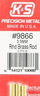 K&S 9866 ROUND BRASS ROD 3.5MM 3 PIECES