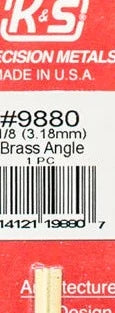 K&S 9880 BRASS ANGLE 3.18MM 1 PIECE