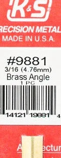 K&S 9881 BRASS ANGLE 4.76MM 1 PIECE