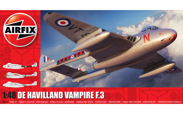 AIRFIX A06107 DE HAVILLAND VAMPIRE F.3 1/48 SCALE PLASTIC MODEL KIT