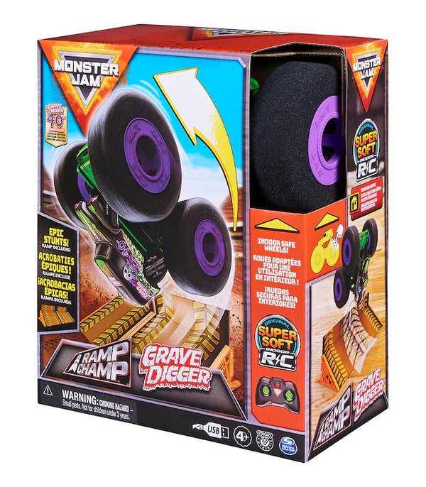 SPIN MASTERS MONSTER JAM RAMP CHAMP - GRAVE DIGGER SUPER SOFT INDOOR RC RAMP INCLUDED