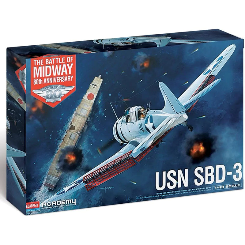 ACADEMY 12345 USN SBD-3 BATTLE OF MIDWAY 1/48 SCALE AIRCRAFT PLASTIC MODEL KIT