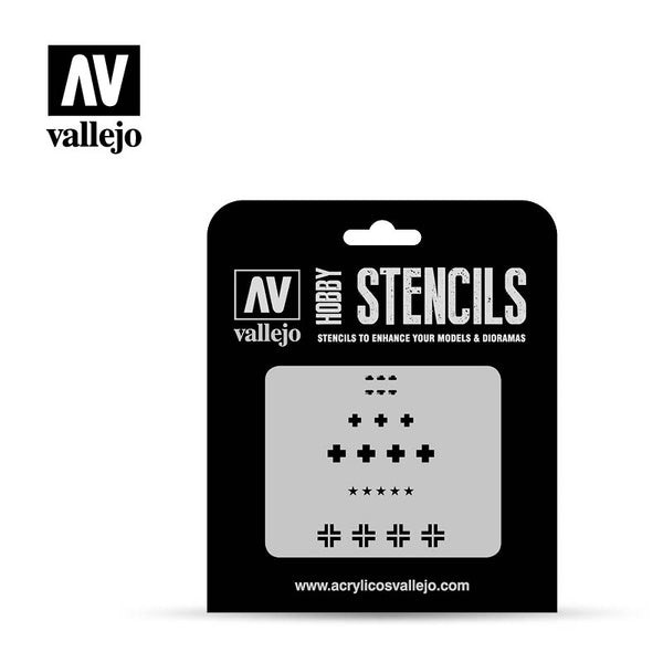 VALLEJO AFV001 ASSORTED GERMAN WW11 TANK MARKINGS STENCIL