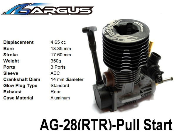 ARGUS AG-28 RTR 5 PORT ENGINE WITH PULLSTART FOR OFF ROAD RACING R/C NITRO CAR