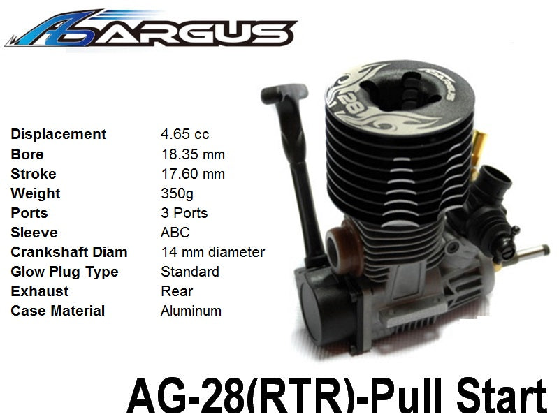 ARGUS AG-28 RTR 5 PORT ENGINE WITH PULLSTART FOR OFF ROAD RACING R/C NITRO CAR