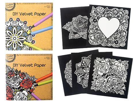 KRAFTERS KORNER DIY VELVET PAPER ART COLOURING KIT  - ROSE