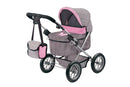 BAYER TRENDY DOLL PRAM GREY AND PINK WITH BUTTERFLY