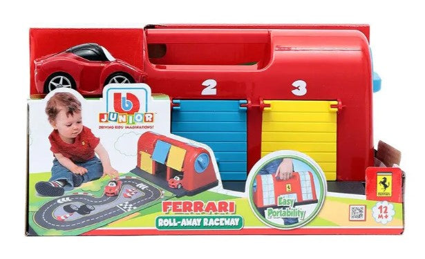 BB JUNIOR FERRARI ROLL AWAY RACEWAY PLAYSET