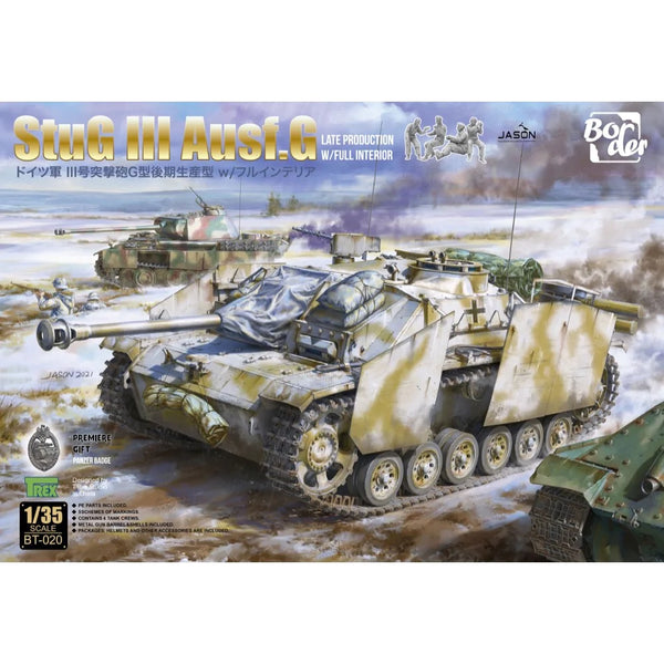 BORDER BT-020 STUG III AUSF.G LATE PRODUCTION WITH FULL INTERIOR 1/35 SCALE TANK PLASTIC MODEL KIT