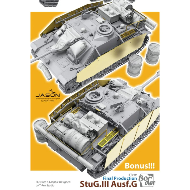 BORDER BT-020 STUG III AUSF.G LATE PRODUCTION WITH FULL INTERIOR 1/35 SCALE TANK PLASTIC MODEL KIT