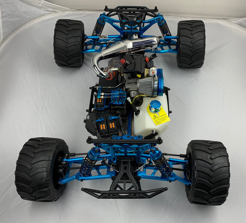 ROVAN ROFUN XLT 4X4 MONSTER TRUCK 45CC BLUE READY TO RUN WITH GT3B CONTROLLER GAS POWERED RC CAR