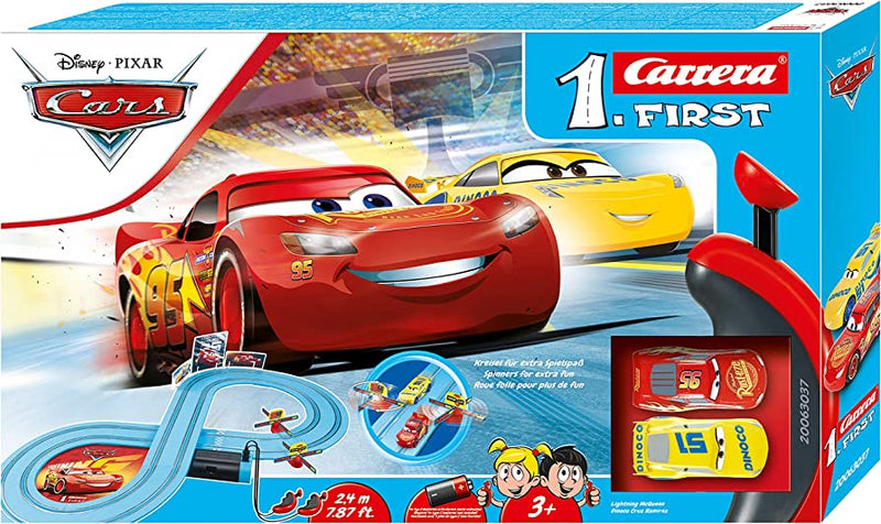 CARRERA 63037 FIRST DISNEY PIXAR CARS RACE OF FRIENDS BATTERY SET  SLOT CAR RACING LIGHTNING MCQUEEN DINOCO CRUZ RAMIREZ