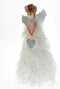 COTTON CANDY LED ANGEL TREE TOPPER WHITE FEATHER DRESS