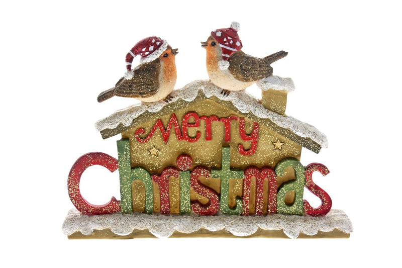 CHLOES GARDEN ROBIN MERRY CHRISTMAS SIGN