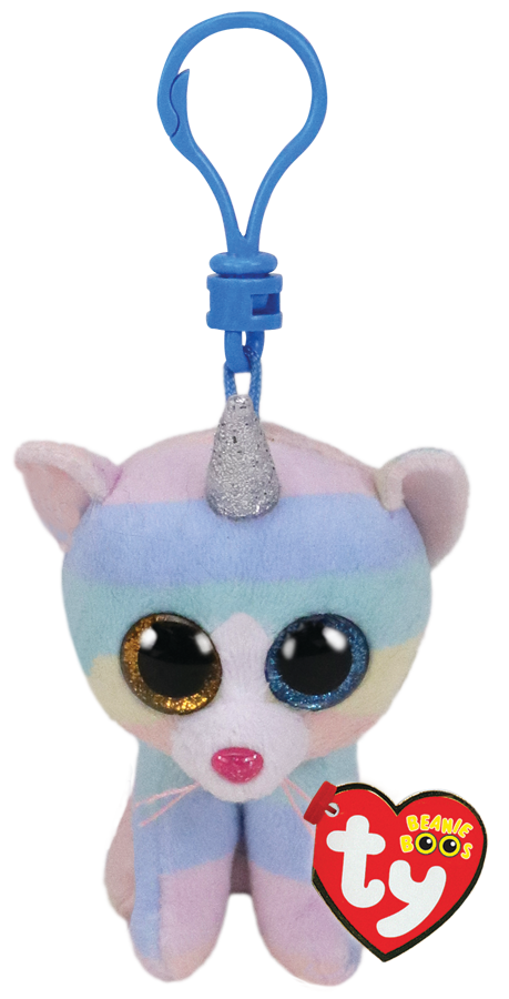 TY BEANIE BOOS HEATHER CAT WITH HORN CLIP