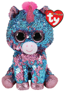 TY BEANIE BOOS FLIPPABLES CELESTE AQUA/PINK UNICORN REGULAR