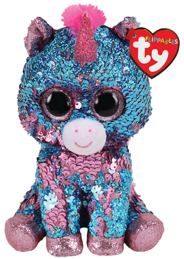 TY BEANIE BOOS FLIPPABLES CELESTE AQUA/PINK UNICORN REGULAR