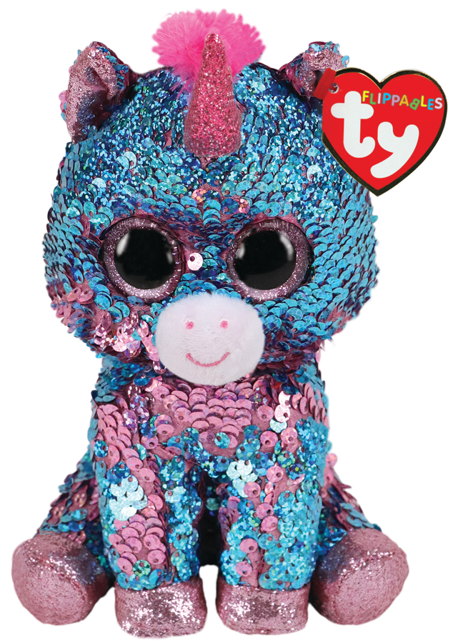 TY BEANIE BOOS FLIPPABLES CELESTE AQUA/PINK UNICORN REGULAR