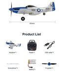 TOP RC TOP097B MINI P51D MODE 2 450MM WINGSPAN SCALE WARBIRD READY TO FLY WITH BATTERY AND TRANSMITTER 6-AXIS GYRO ONE-KEY AEROBATICS DURABLE EPP REMOTE CONTROL PLANE