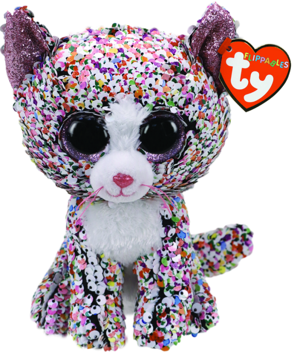 TY BEANIE BOOS FLIPPABLES CONFETTI CAT MEDIUM