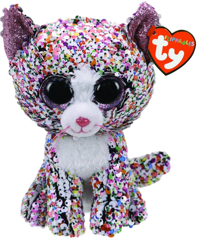 TY BEANIE BOOS FLIPPABLES CONFETTI CAT MEDIUM