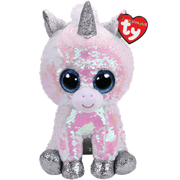 TY BEANIE BOOS FLIPPABLES DIAMOND WHITE UNICORN REGULAR