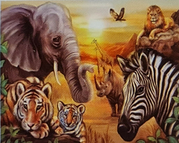 DIAMOND PICTURE KIT WITH 5D CRYSTAL BEADS - AFRICAN ANIMALS 30X40CM