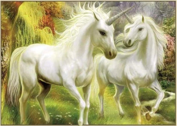 DIAMOND PICTURE KIT WITH 5D CRYSTAL BEADS - UNICORNS 30X40CM