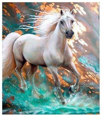 5D DIAMOND PICTURE - WHITE HORSE - HI STONE KIT 30CM X 30CM