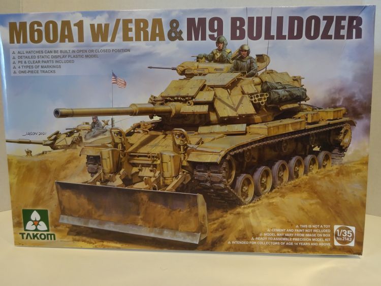 TAKOM 2142 M60A1 WITH EXPLOSIVE REACTIVE ARMOR AND M9 BULLDOZER BLADE 1/35 SCALE TANK PLASTIC MODEL KIT