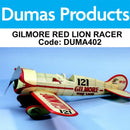 DUMAS 402 GILMORE RED LION RACER 24 INCH WINGSPAN SCALE RUBBER POWER FLYING MODEL BALSA PLANE