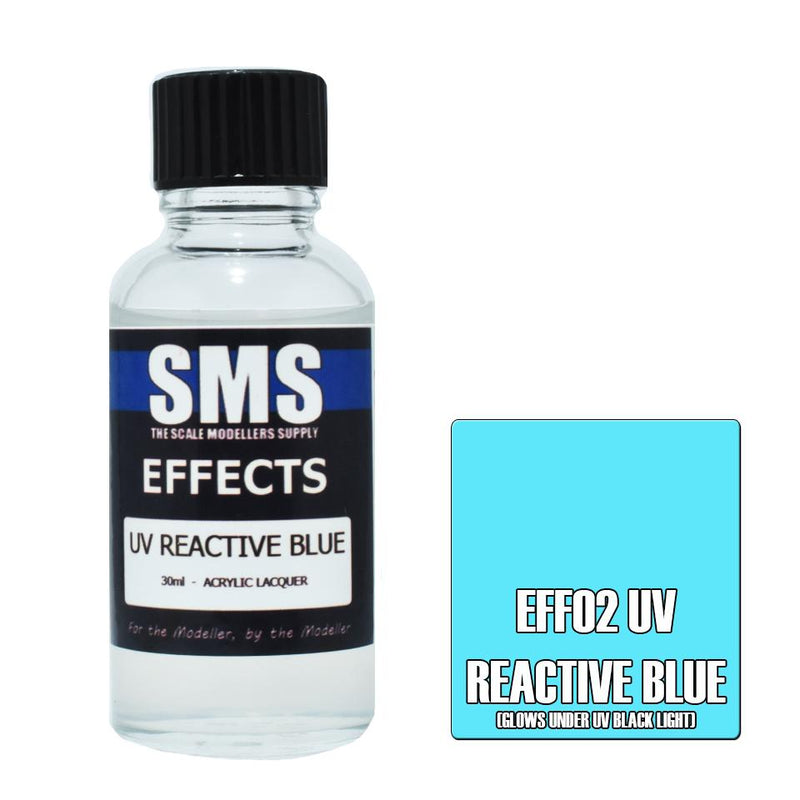 SMS EF02 UV REACTIVE BLUE - GLOWS BLUE UNDER BLACKLIGHT EFFECTS ACRYLIC LACQUER 30ML