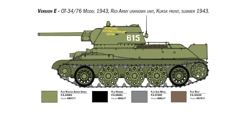 ITALERI 6570 T-34/76 MODEL 1943 PREMIUM EDITION 1/35 SCALE TANK PLASTIC MODEL KIT