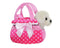 FANCY PALS GOLDEN LABRADOR IN PINK POLKA DOT BAG