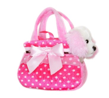 FANCY PALS COCKER SPANIEL IN PINK POLKA DOT BAG