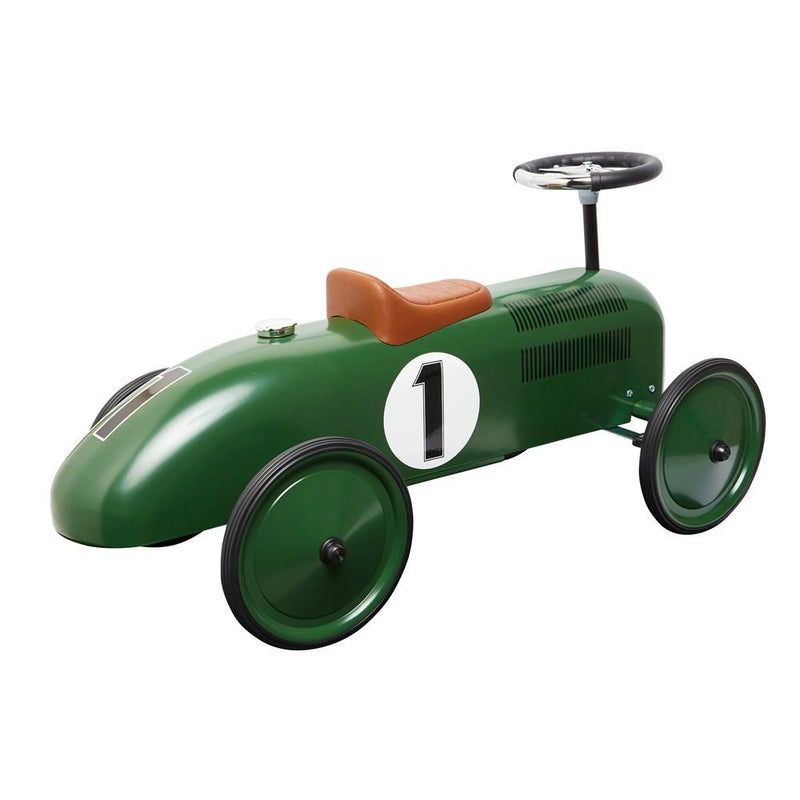 JOHNCO SPEEDSTER BRITISH RACING GREEN METAL RIDE ON 36 MONTHS AND UNDER ONLY