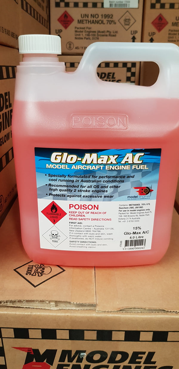 GLO-MAX AIRCRAFT FUEL 5% NITRO 4LT - STORE PICKUP ONLY