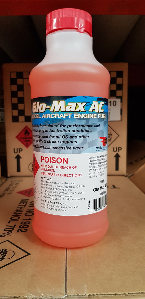 GLO-MAX AIRCRAFT FUEL 10% NITRO 1 LITER - STORE PICKUP ONLY