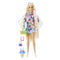 BARBIE FASHIONISTA EXTRA DELUXE DOLL #12 WITH FLOWER DENIM OUTFIT AND PET
