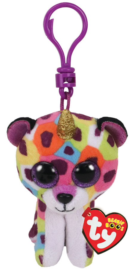 TY BEANIE BOOS GISELLE RAINBOW LEOPARD WITH HORN CLIP