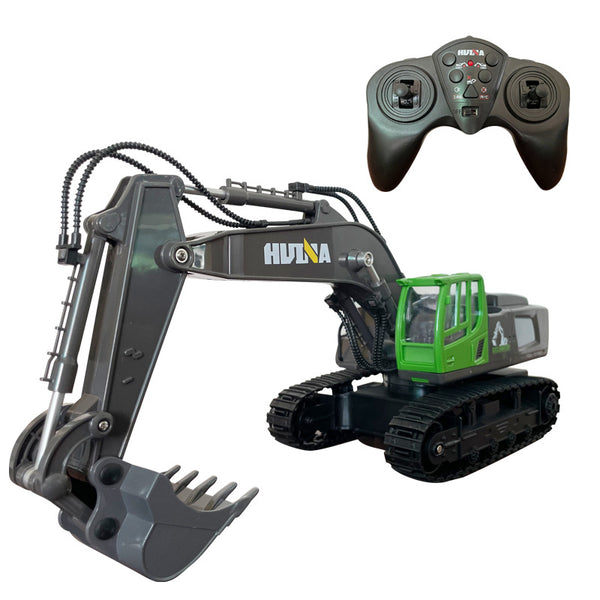 HUINA 1558 RC EXCAVATOR FULL FUNCTION 2.4GHZ FREQUENCY CONTROL 11 CH 1:18 SCALE   - GREY AND GREEN