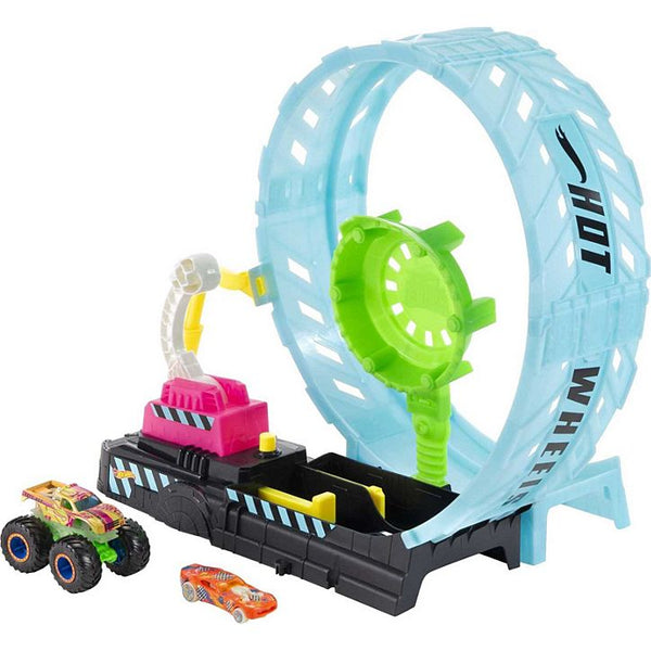 HOT WHEELS  MONSTER TRUCKS GLOW IN THE DARK EPIC LOOP CHALLENGE TRACK SET