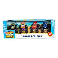 HOT WHEELS MONSTER TRUCKS LEGENDS COLLIDE 4 VEHICLE SET