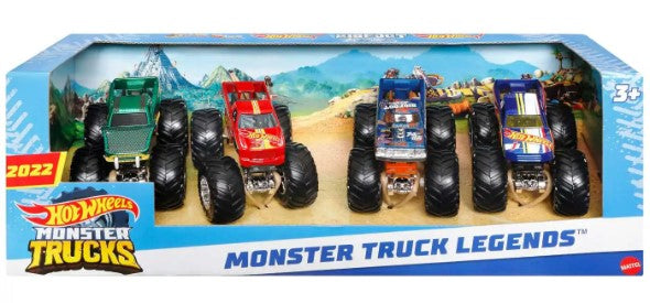 HOT WHEELS MONSTER TRUCKS 2022 MONSTER TRUCK LEGENDS 4 VEHICLE SET