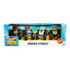 HOT WHEELS MONSTER TRUCKS SMASH STREET 4 VEHICLE SET