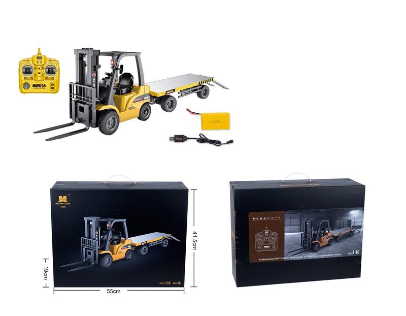 HUINA 1576 FORKLIFT 8 CHANNEL RC WITH FLAT TRAILER 1/10 SCALE RADIO CONTROL