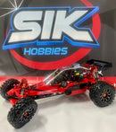 ROVAN 320AG02 BODY 9 RED/BLACK BAJA 5B BUGGY ALLOY AND NYLON 32CC WITH VICTORY EXHAUST RTR WITH GT3B 2.4GHZ CONTROLLER AND SYMETRICAL STEERING