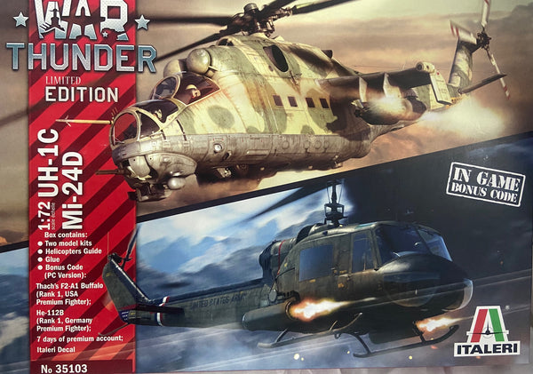 ITALERI 35103 WAR THUNDER EDITION UH-1C Mi-24D 1:72 PLASTIC MODEL HELICOPTER KIT