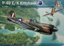 ITALERI 2795S P-40 E/K KITTYHAWK MODEL PLANE WITH AUSTRALIAN DECALS 1/48 SCALE PLASTIC MODEL PLANE KIT